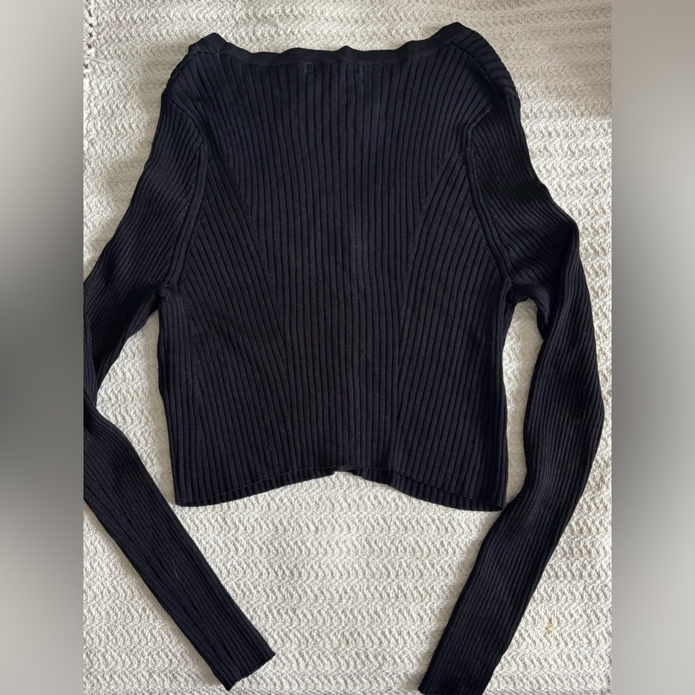 New! BANANA REPUBLIC Silky Cropped Cardigan, Black, Size XL - Picture 6 of 9